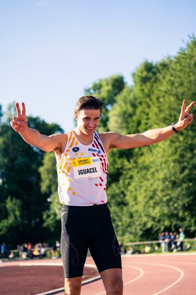 Christian Iguacel (AC Lyra) am 28.05.2022 waehrend der World Athletics Continental Tour IFAM Oordegem in Oordegem